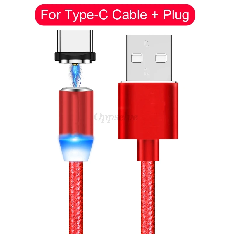 Кабель Micro USB Универсальный Магнитный адаптер нейлоновый кабель type-c для iPhone 1 м 2 м провод кабель для мобильного телефона для huawei Redmi - Цвет: Red Type C Cable