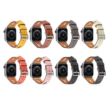 

concise style cowhide Leather Smart watch Strap Replacement Band for Apple Watch Series 1/2/3/4/5, Sport & Edition.