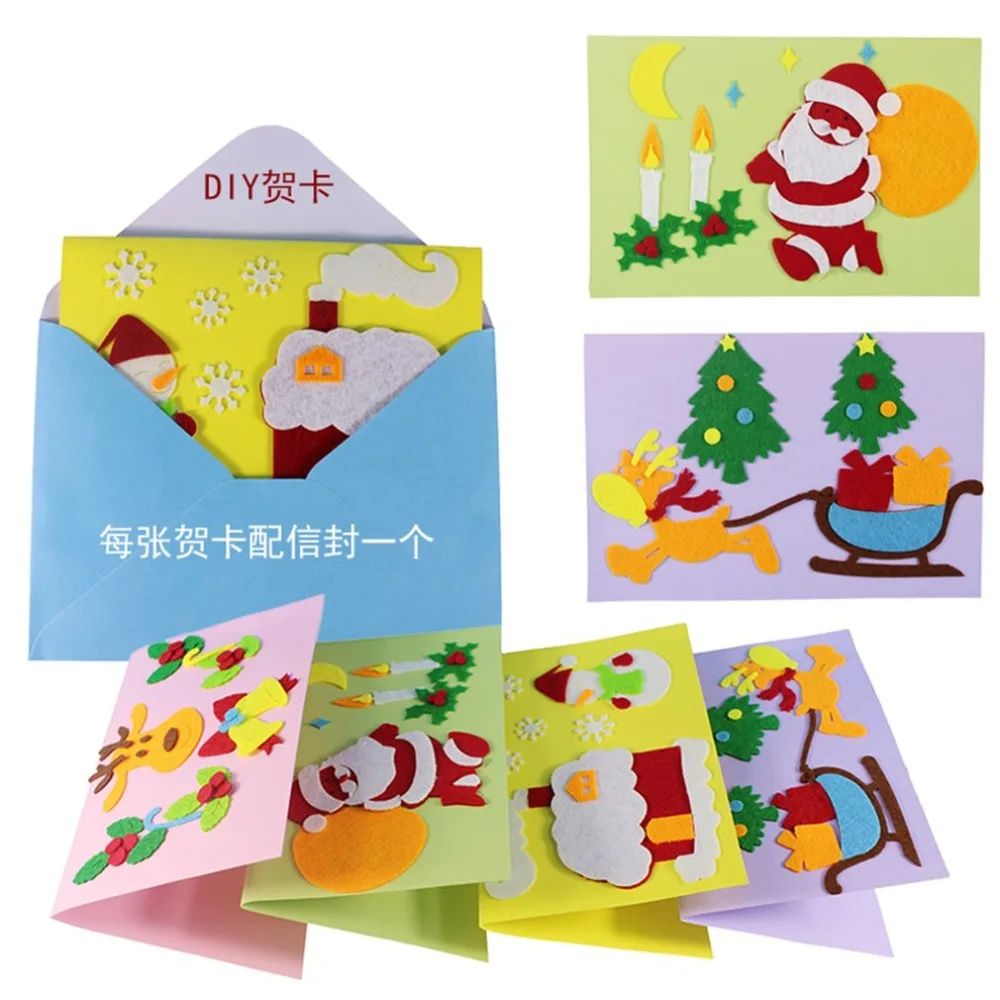 

1PCS Children Creative Nonwoven fabric Greetings Cards Christmas Gift For Teachers Students Kids DIY Handmade Crafts Art Toys