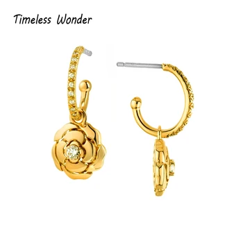 

Timeless Wonder Crystal Zirconia Camellia Stud Earrings Women Fancy Jewelry Gothic Top Designer Rare Trendy Ins Bride Gift 2596