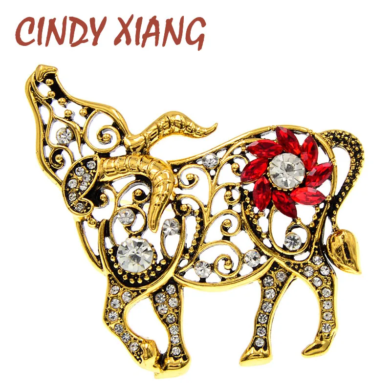 CINDY XIANG новый дизайн 2021 стразы брошь в виде китайского знака зодиака быка булавка