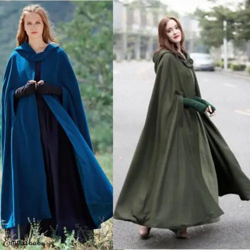 New Womens Casual loose Hooded Wool Blend Long Cape Cloak Poncho Coat Stylish ha 