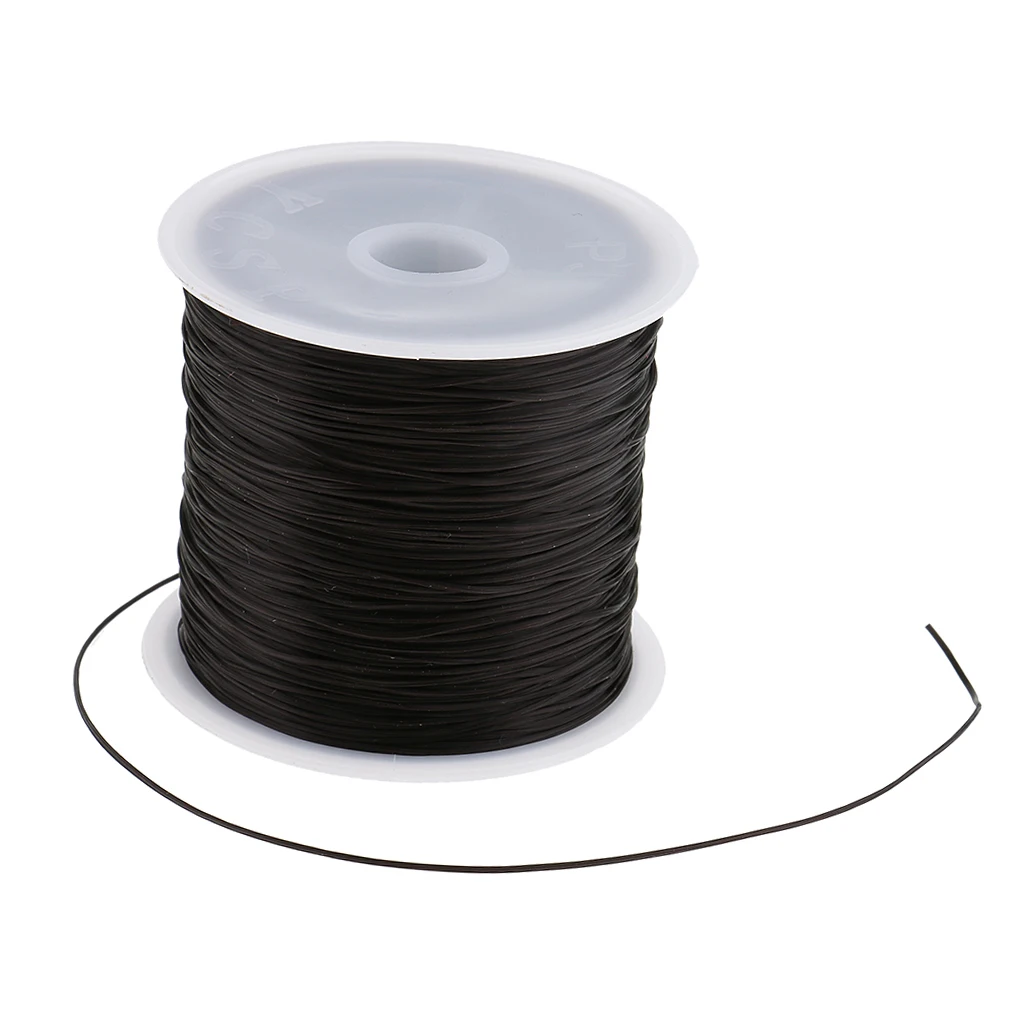 1 Piece 60M Wig Hair Net Sewing Weft Hair Extension Weaving Stretch Thread Spool Stretch Yarn Crystal String Cord - Black 