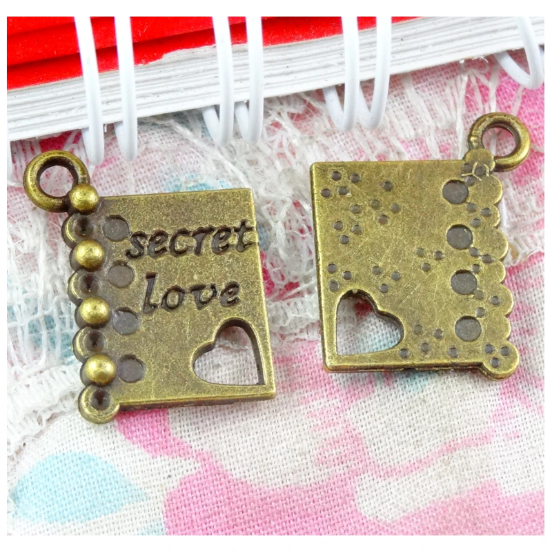 

50pcs Charms Book Diary Secret Love 18x15mm Antique Making Pendant fit,Vintage Bronze color,DIY Handmade Jewelry