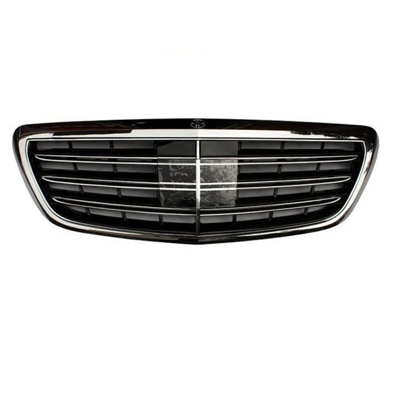 Для Mercedes-Benz W222 S-Class S63 S320 S400 S500 S600 ABS черный передний бампер передняя решетка передние центральные решетки - Цвет: Серебристый