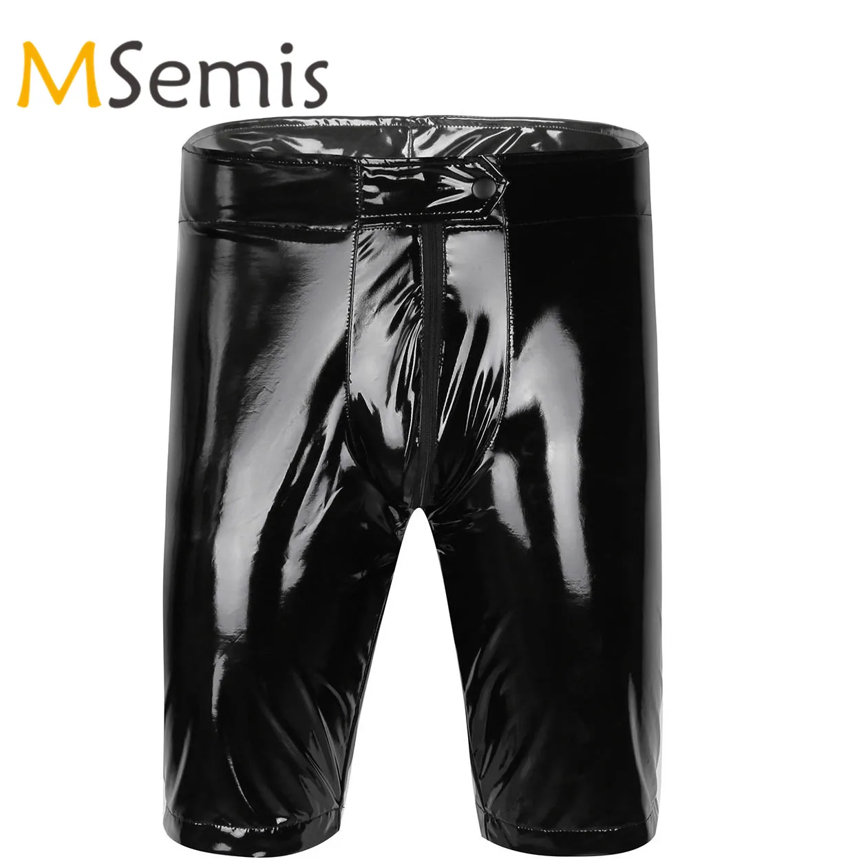 Мужские шорты из лакированной кожи на молнии с открытым шаговым швом, шорты-боксеры с выпуклой сумкой, шорты для танцев, фестивалей