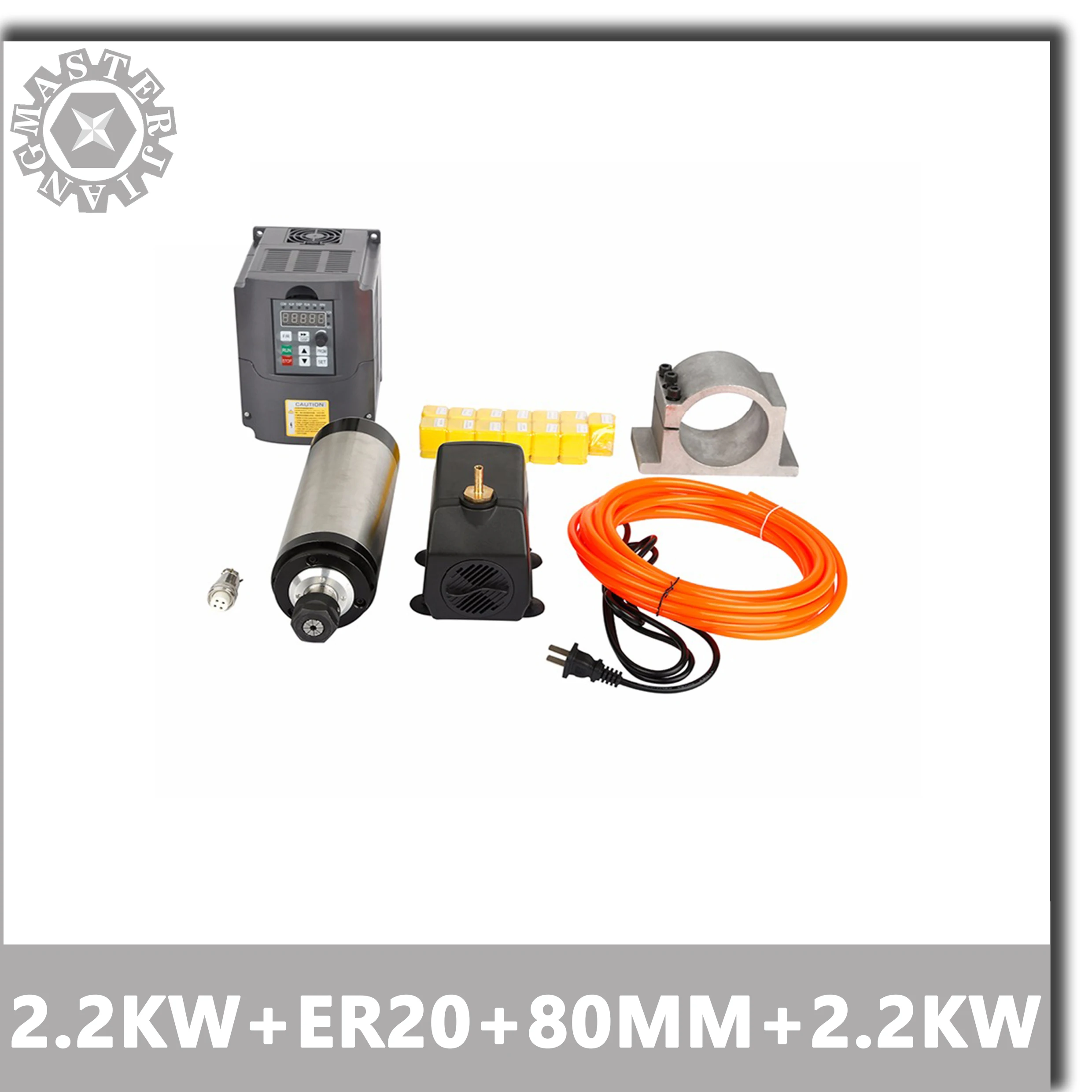 2.2KW 220V шпиндель с водным охлаждением комплект er20 фрезерный Шпиндельный +