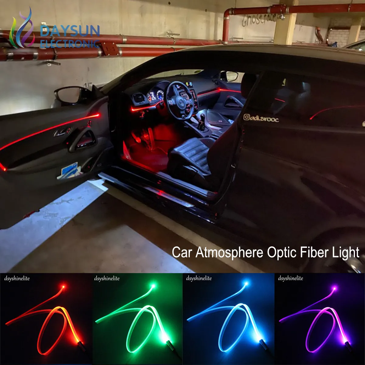 New 12V Led Optic Fiber Light for Car Atmosphere Decoration Light Source + 3.0mm Side Glow Skirt Cable Kit 1M/2M/3M/4M/5M/6M