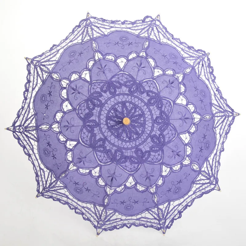 Lavender Винтажный Модный зонт от солнца ручной работы хлопок вышивка Свадебная зонтик несколько цветов кружевной зонтик Свадебный зонтик украшение - Цвет: Lavender