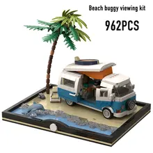 

Moc Technical Camper Van T2 Sea Beach Panoramic Building Blocks Kit City View Puzzle Assembly Model Bricks Toys for Children Kid