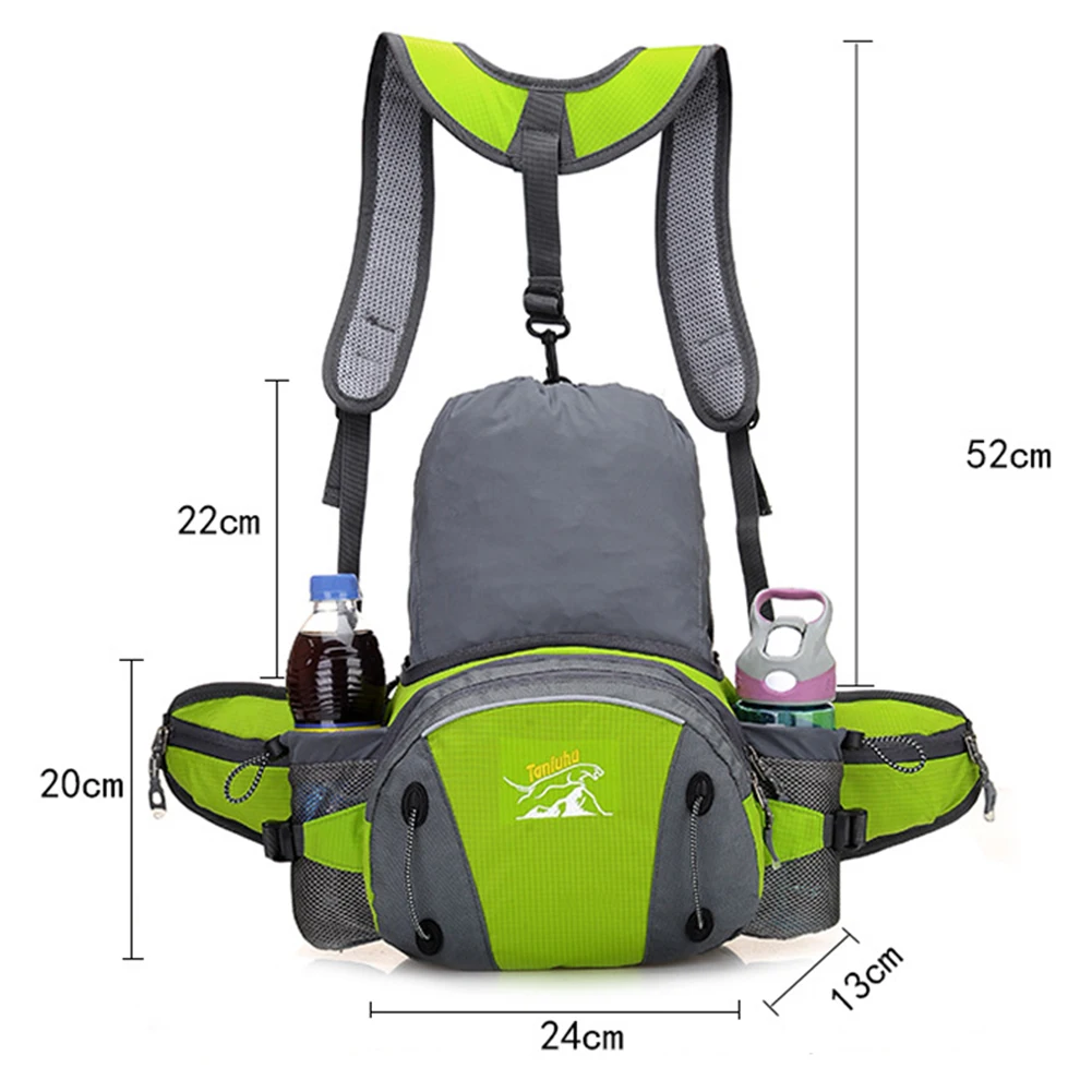 Women Men Single Shoulder Adjustable Strap Folding Waist Pack Reflective Strip Rainproof Hiking Sports Crossbody Backpack