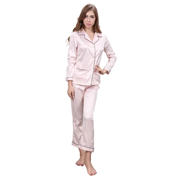 

US $9.9 Full Sleeve Pajamas Women Turn-down Collar Tops and Bottoms Sets Full Pants Sleepwear Negligees Leisure Wear