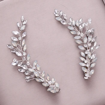 

2Pcs Fashion Silver Headpiece Crystal Rhinestone Hairgrips Clips Bridal Handmade Headband Women Jewelry Wedding Hair Accessories