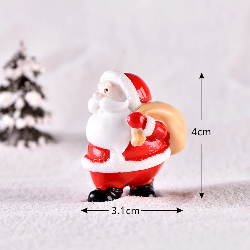 Christmas Santa Claus Sled Deer Tree Figurine Doll House Home Decor Miniature Fairy Garden Decoration Accessories Modern Statue