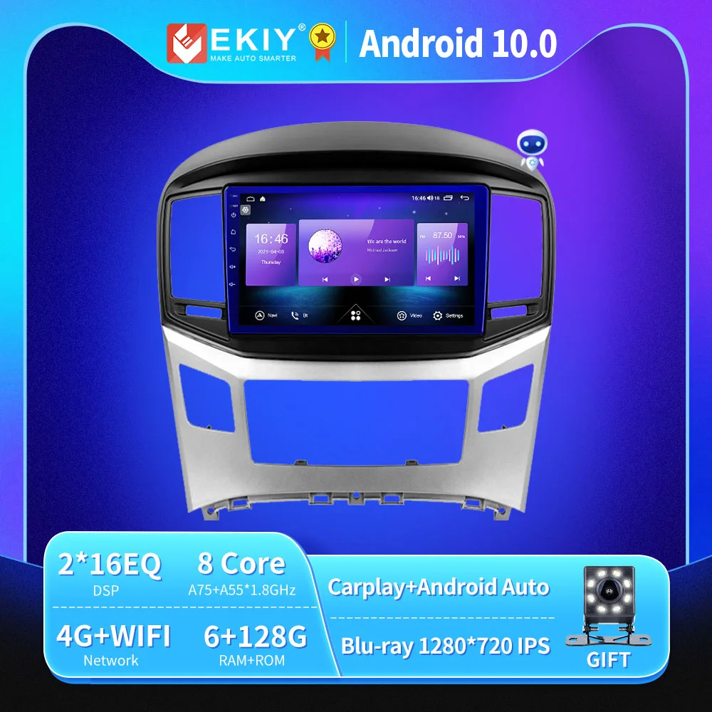 EKIY Android 10 автомобильное радио для Hyundai H1 2 2017 2018 Авторадио Blu-Ray 1280*720 IPS/QLED