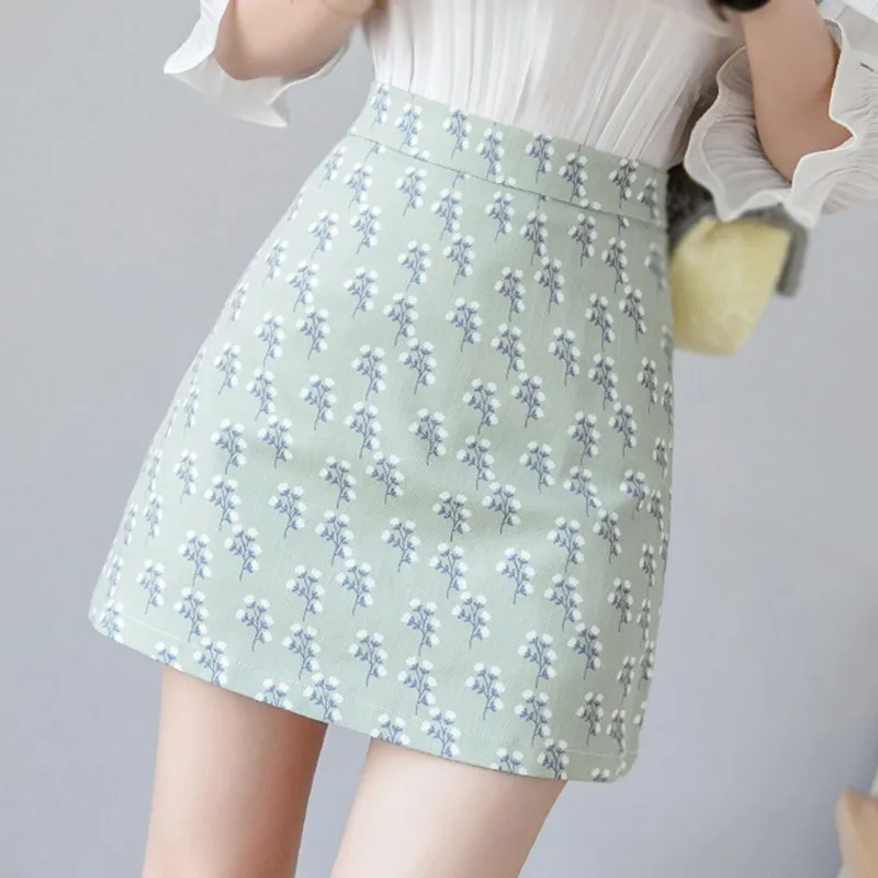 

High Waist print mini skirt Sweet Aline Skirt Women High Waist Skirts Casual Female Summer Skirt