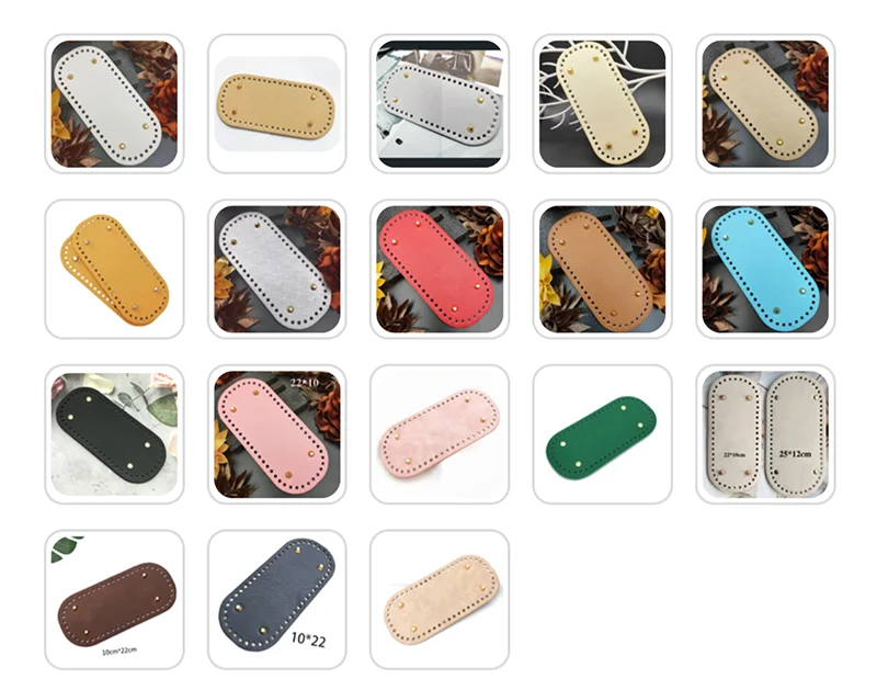 22x10cm Woven Long Bottom for Knitted Bag PU Leather Bag Accessories Handmade Bottom With 52Holes DIY Crochet Bag Bottom