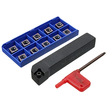 

Sclcr1616H09 Tool Holder Boring Bar With 10Pcs Ccmt09T304 Vp15Tf Ccmt32.51 Carbide Inserts And Wrench For Lathe Turning Tools