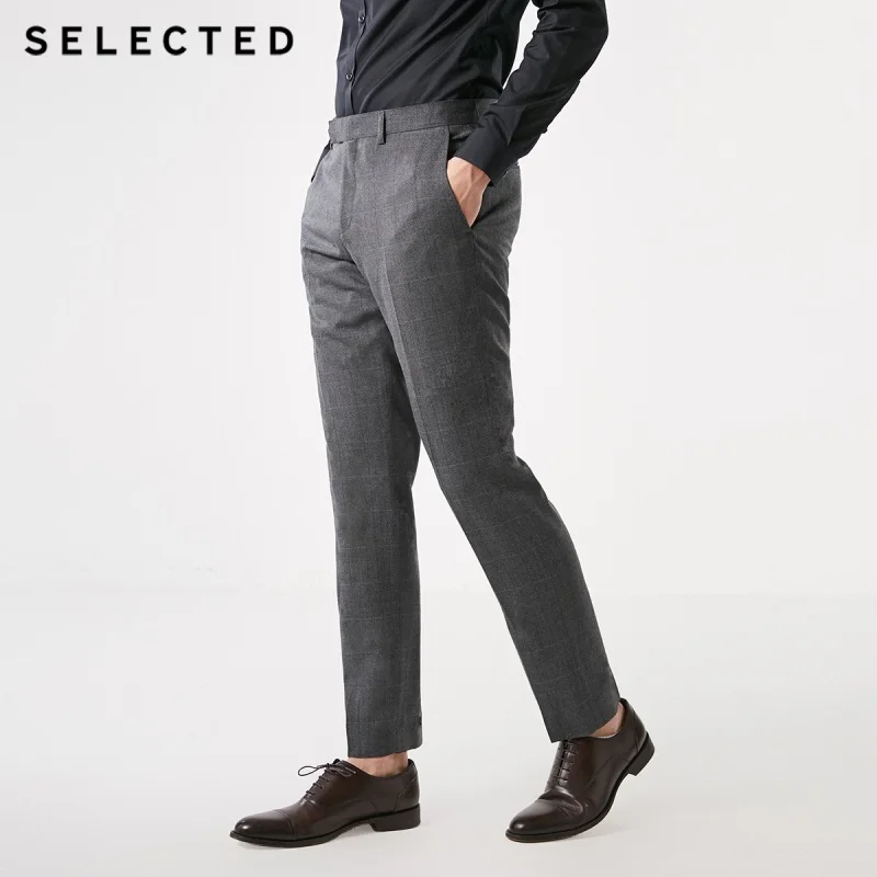 Выбранные Для мужчин's шерстяной плед Slim Fit костюм штаны | 41916C504 - Цвет: MID GREY MELANGE