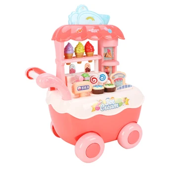 

Children Ice Cream Candy Sticker Trolley Toy Pretend Ice Cream Trolley Game Toys Simulation Plays Safety Gifts For Kids