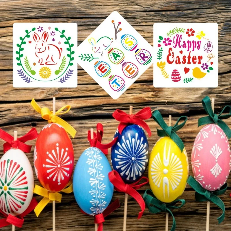 coniglio per feste di Pasqua famiglia in plastica decorazione artigianale 16 stencil per pittura pasquale stencil per disegnare uova di Pasqua Easyme riutilizzabili regalo per bambini 