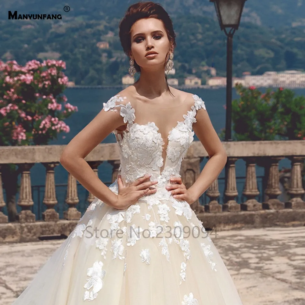 MANYUNFANG, высокое качество, кружевное свадебное платье с v-образным вырезом на спине, сексуальный дизайн, vestido novia, романтическое пляжное женское свадебное платье