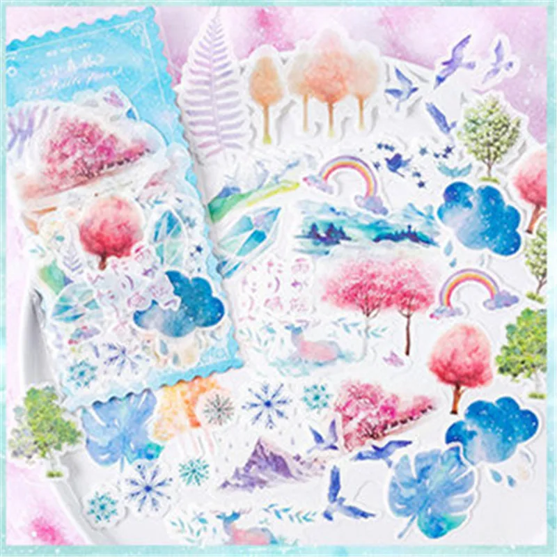 Small Forest 60 шт./компл. Kawaii дневник My Memory японский маленький Diy путешествия бумага милые наклейки Скрапбукинг хлопья канцелярские принадлежности - Цвет: Small Forest
