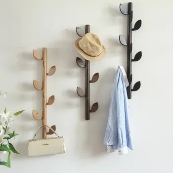 

White oak hat rack creative leaf wall hanging solid wood hangers on bedroom walls clothes rack coat stand purse stand furniture