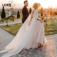 LORIE уникальные пляжные свадебные платья короткий рукав а-силуэт кружевная аппликация для принцессы невесты платье арабское свадебное платье с жемчугом