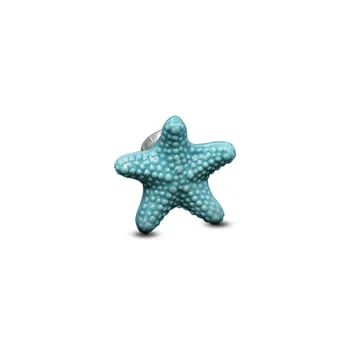 Starfish Ceramic Drawer Knobs Cabinet Pulls Kitchen Handles Cartoon Furniture Handle for Kids Room Furniture Hardware