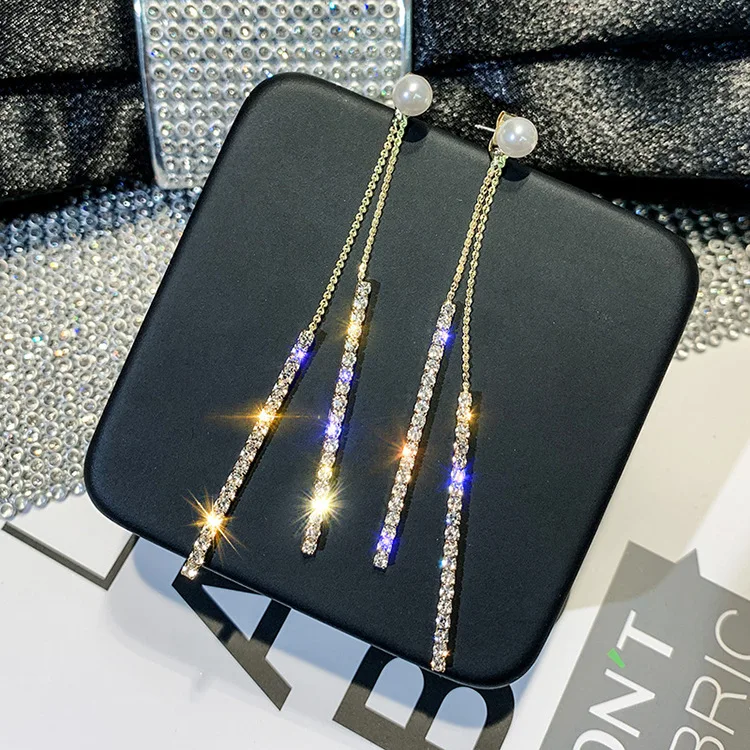 

Charm Long Dangle Earrings Cute Imitaion Pearl Zircon Drop Earrings Women Jewelry Accessories Girl Gift Statement Earrings