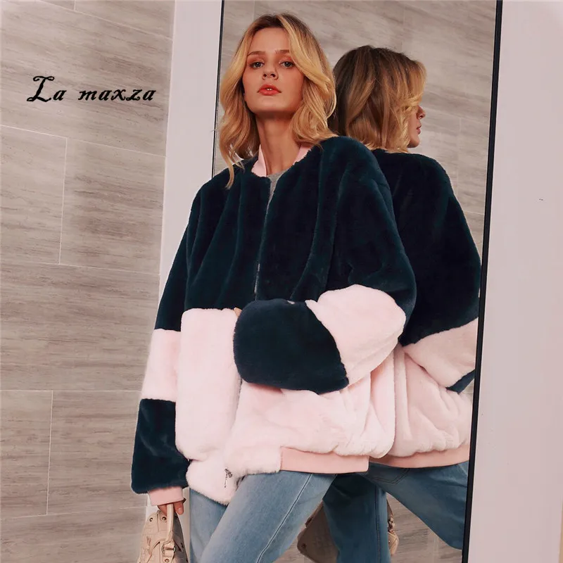 Plus Size Womens Coats Winter Faux Fur Coat Casual Faux Fur Fashion Jacket Women Pink