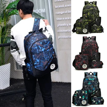 

Multifunction Oxford USB Backpack Waterproof Rucksack Outdoor Travel School Bag