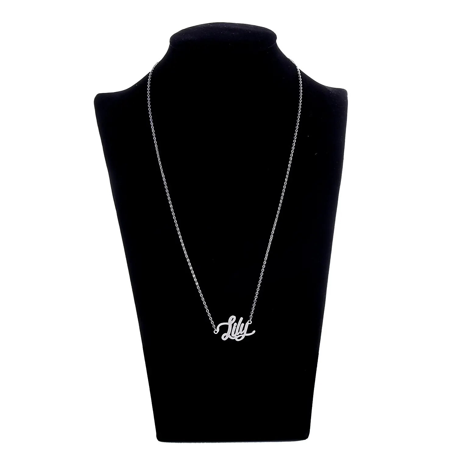 

2020 Silver English Name Necklace Customized Nameplate Birthday Stainless Steel Engraving Gift Personalized Jewelry Hot