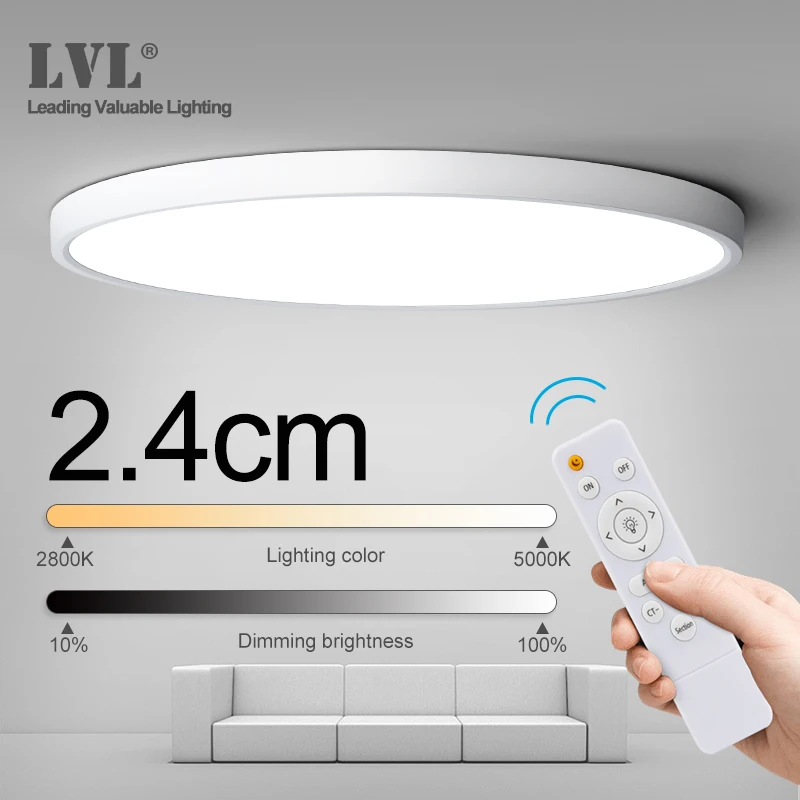 Led-Ceiling-Light Remote-Control Livingroom Dimmable Bathroom Kitchen Modern RC 36W 220V