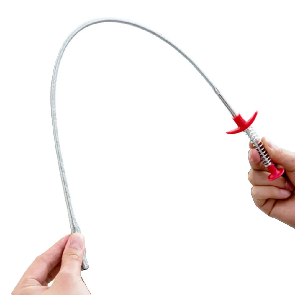 

60CM Stainless Steel Dredging Device Kitchen Sink Cleaning Hook Sewer Dredging Device Spring Pipe Hair Dredging Tool 2019 New