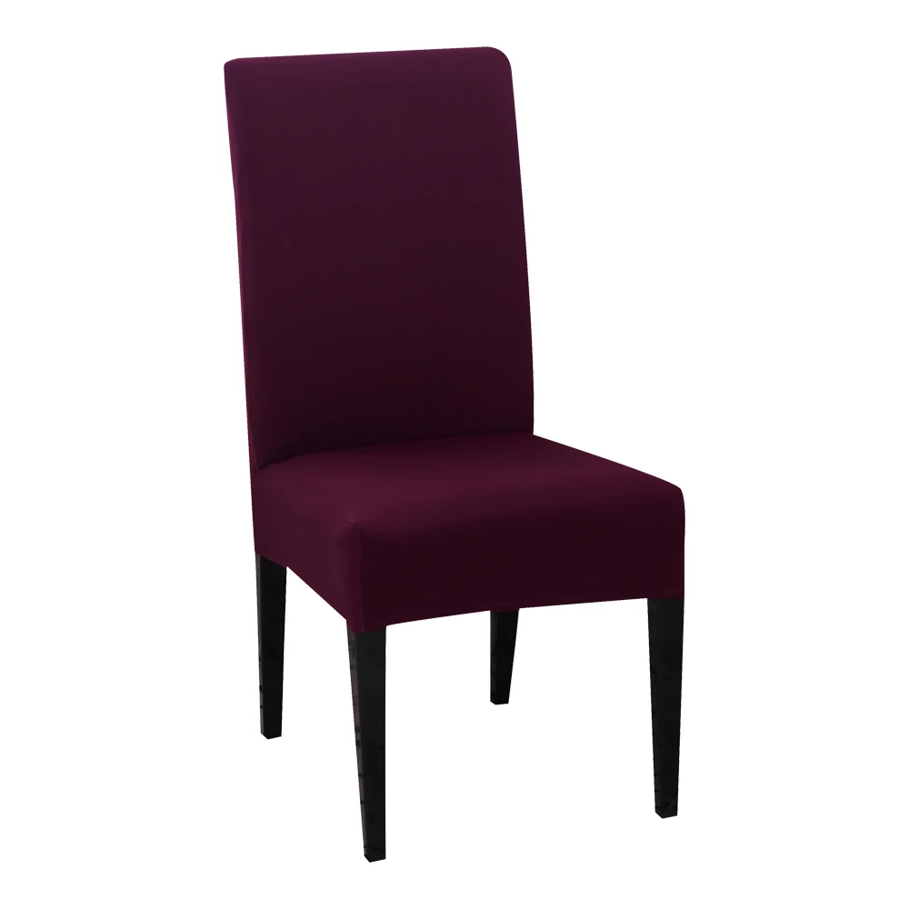 Спандекс стрейч сплошной цвет эластичные чехлы на кресла чехлы на стулья для столовой банкета отеля кухни - Цвет: Bean red