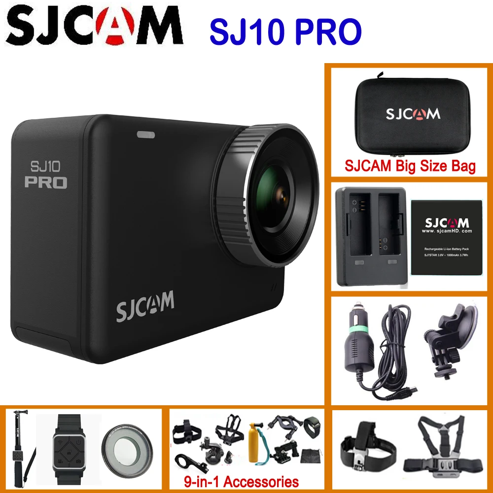 SJCAM SJ10 Pro Gyro EIS supersuave 4K 60FPS WiFi Remote Cámara de Acción Ambarella H22 Chipset 10m cuerpo impermeable videocámara DV