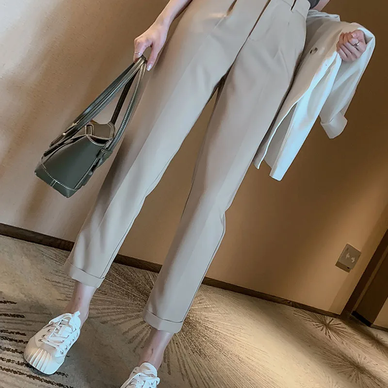 2020 Spring High Waist Korean Pant Elegant Work Trousers Women Harem Pant Work Business Trousers Casual Female Pants Mujer