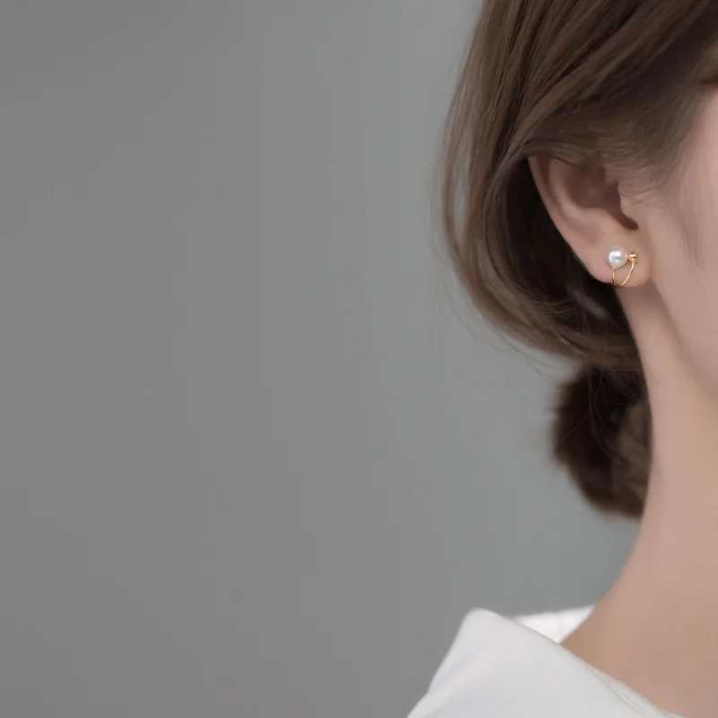 WANTME Genuine 925 Sterling Silver Pearl No Pierced Charming Ear Clip On Earrings for Women Girl Office Party Ear Cuff Jewelry - Image 5