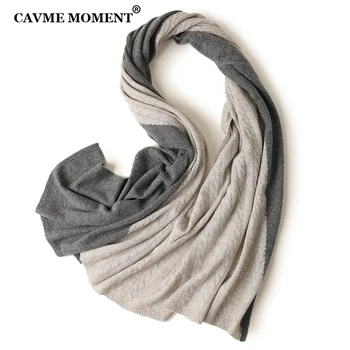

CAVME Winter Fashion Pure Cashmere Pashmina Scarf Luxury Soft Knitting Cashmere Long Scarf Basic Scarves Gift for Women