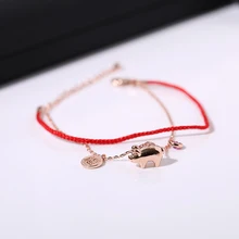 Yun ruo розовое золото Цвет Fortune Свинкой и красным линейный Браслет Модные женские подарок 316 L Титан Сталь ювелирных изделий никогда не увядает Прямая