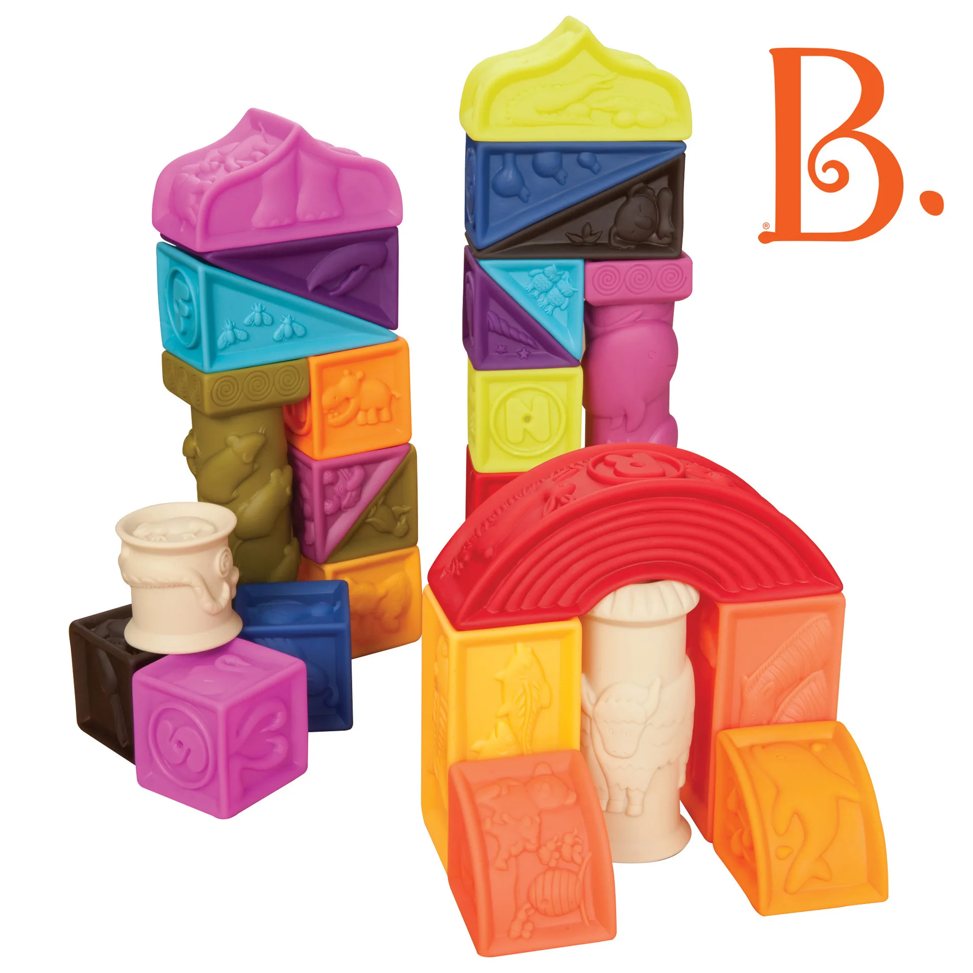 

America B. Toys Baby Soft Relief Soft Silcone Soft Building Blocks Rome Castle Building Blocks Do Munchkin Soothing Chews 26 PCs
