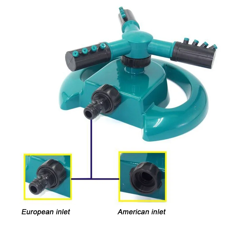 Садовые спринклеры, автоматический полив травы, газон, 360 градусов, 3 сопла, круглая вращающаяся оросительная система, спринклерная головка, пистолет-распылитель