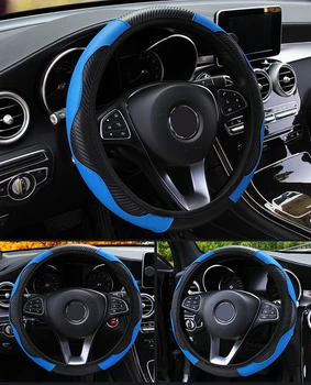 

New Car Steering Wheel Cover Anti Slip PU Leather Steering Covers Suitable 37-38cm ACarbon Fiber Car Decoratio Car Accessories