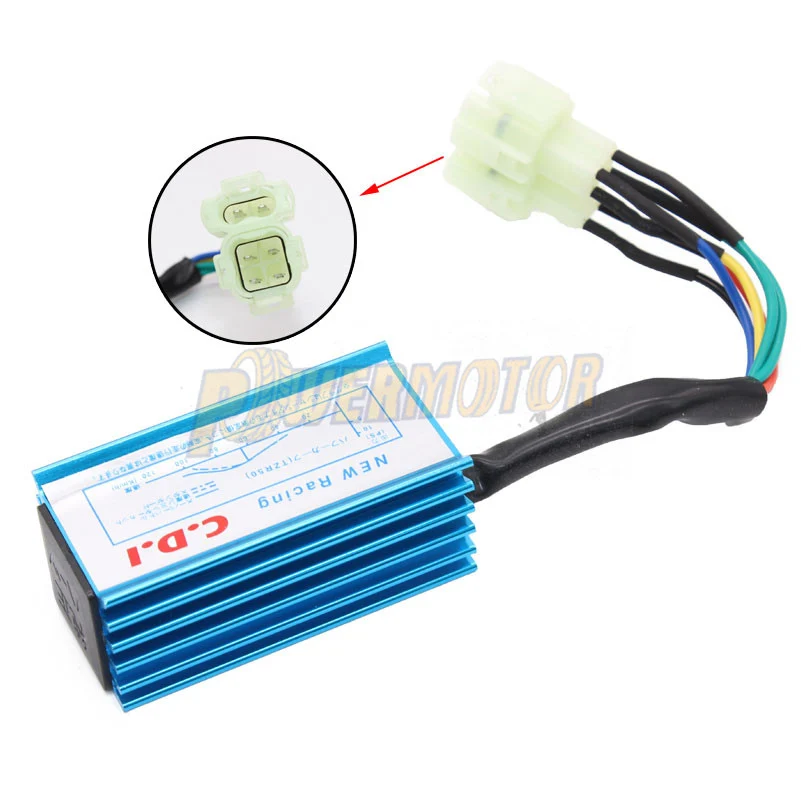 Синий 6 Pin гоночный CDI GY6 Круглый Pin Коробка зажигания для 50cc 90cc 110cc 125cc 150cc 2 тактный двигатель Мопед Скутер ATV Quad Багги
