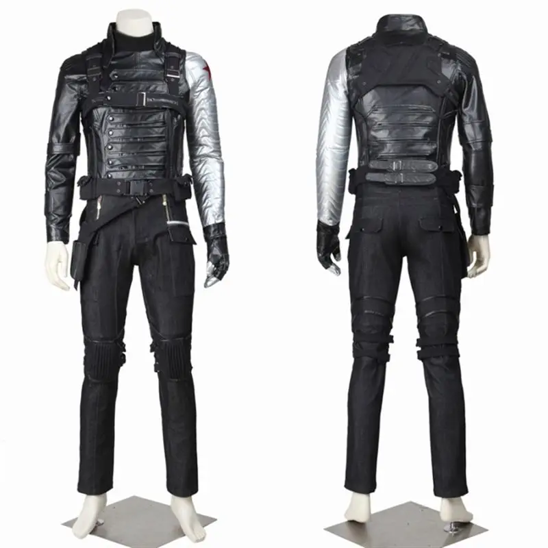 Зимний солдат Косплей Костюм Bucky Barnes Deluxe - Цвет: Black