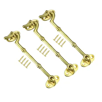 

uxcell 4.7" Cabin Hooks Eye Latch Door Gate Swivel Window Brass Hook with Mounting Screws Golden 3pcs