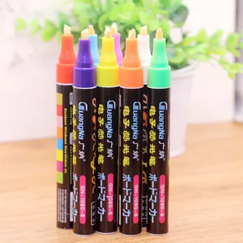 

8pcs/set 6mm Reversible Tip Highlighter Fluorescent Liquid Chalk Marker Pen for LED Writing fluorescent Board pen