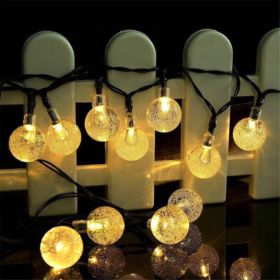 Outdoor Solar Crystal Ball Bulb String Lights 20/30/50led Waterproof Fairy Garden Lights Garlands For Christmas Party Decoration